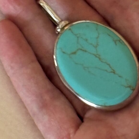 ATI 925 Made in Mexico Large Turquoise Pendant - Picture 5 of 12